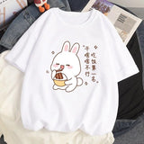 Kawaii Bunny Eating Cotton Women's Tee-Enchanted peach