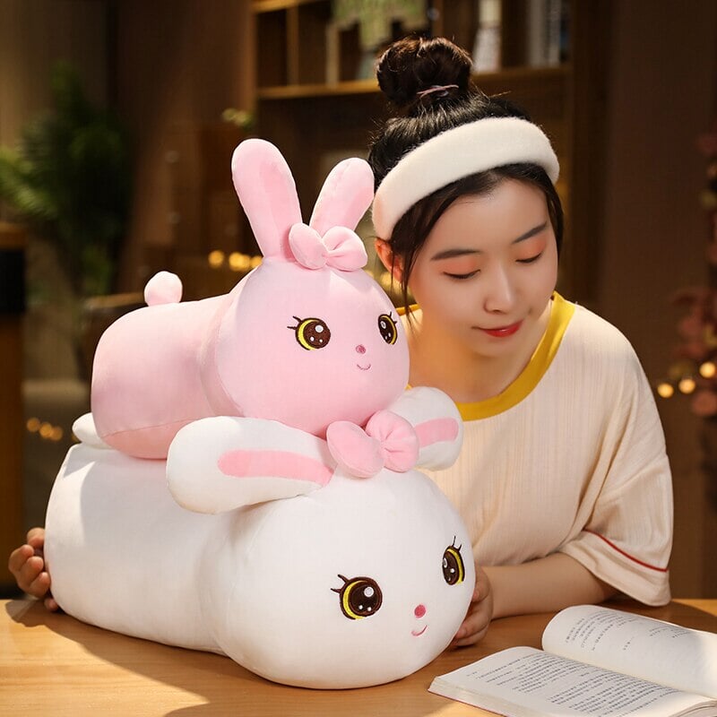 Kawaii Bunny Long Pillow Plushie-Enchanted peach