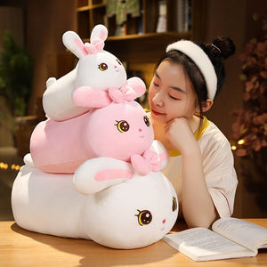 Kawaii Bunny Long Pillow Plushie-Enchanted peach