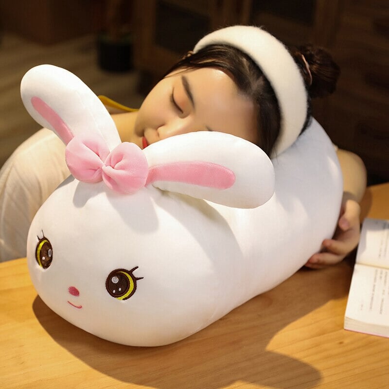 Kawaii Bunny Long Pillow Plushie-Enchanted peach