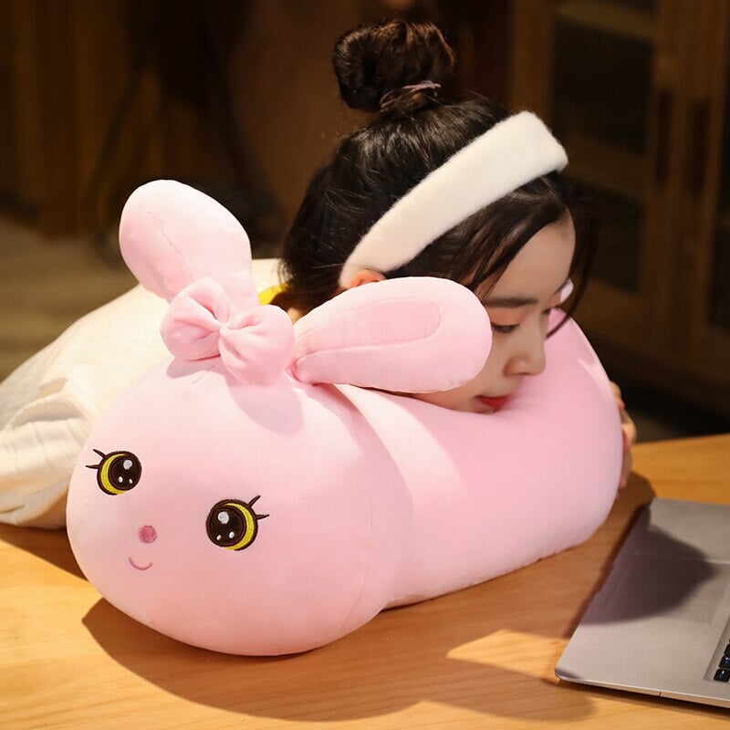 Kawaii Bunny Long Pillow Plushie-Enchanted peach