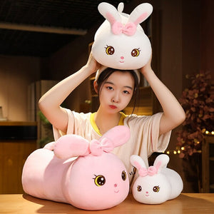 Kawaii Bunny Long Pillow Plushie-Enchanted peach