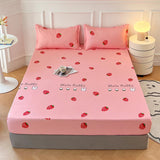 Kawaii Bunny Pink White Polyester Bedsheet Only-Enchanted peach