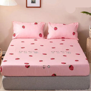 Kawaii Bunny Pink White Polyester Bedsheet Only-Enchanted peach