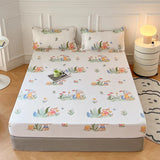 Kawaii Bunny Pink White Polyester Bedsheet Only-Enchanted peach