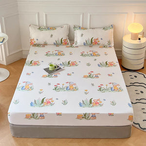 Kawaii Bunny Pink White Polyester Bedsheet Only-Enchanted peach