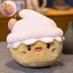 Kawaii Cake Plushie Strawberry Fruit Muffin Bakery Plushies-Enchanted peach