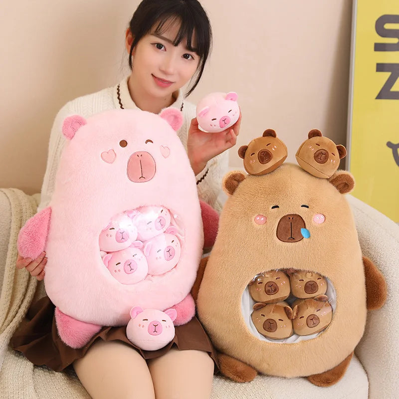 Kawaii Capybara Candy Bag Plushie-Enchanted peach