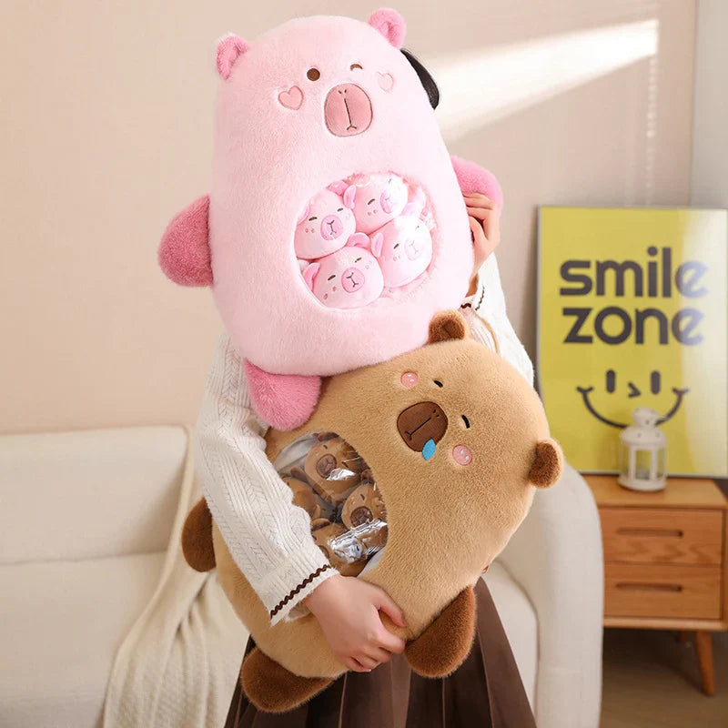 Kawaii Capybara Candy Bag Plushie-Enchanted peach