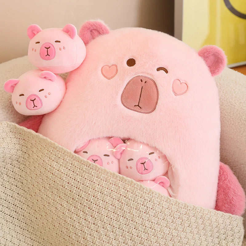 Kawaii Capybara Candy Bag Plushie-Enchanted peach