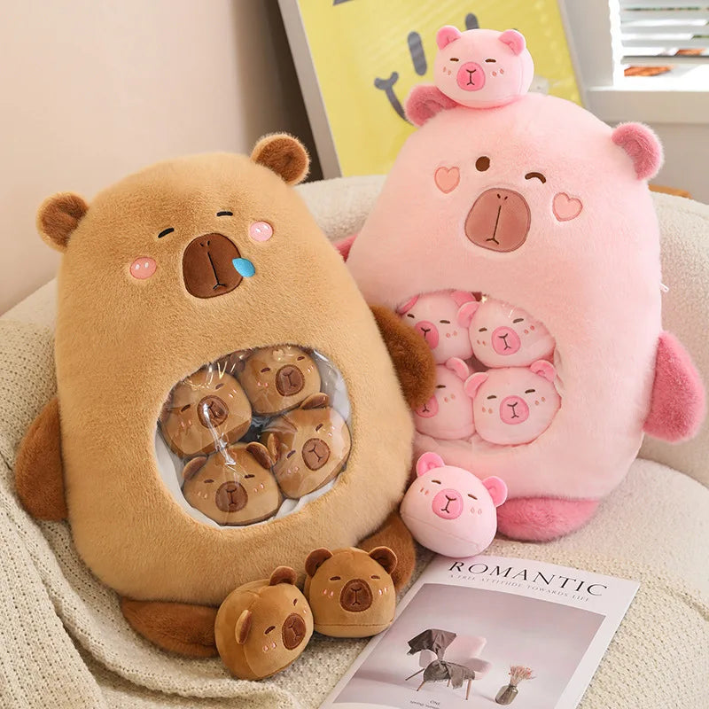 Kawaii Capybara Candy Bag Plushie-Enchanted peach