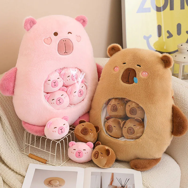 Kawaii Capybara Candy Bag Plushie-Enchanted peach