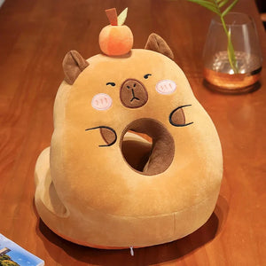 Kawaii Capybara Power Nap Head Rest Cushion-Enchanted peach