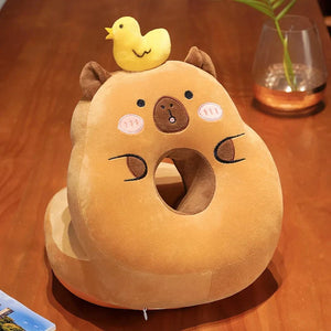 Kawaii Capybara Power Nap Head Rest Cushion-Enchanted peach