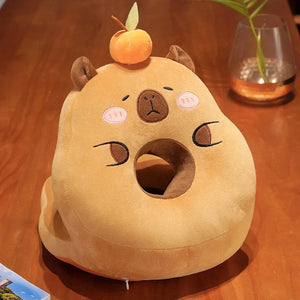 Kawaii Capybara Power Nap Head Rest Cushion-Enchanted peach