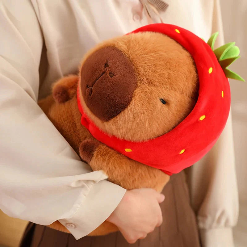 Kawaii Capybara with Strawberry Hat Plushie-Enchanted peach