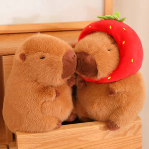 Kawaii Capybara with Strawberry Hat Plushie-Enchanted peach