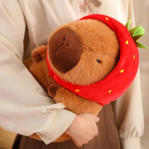 Kawaii Capybara with Strawberry Hat Plushie-Enchanted peach