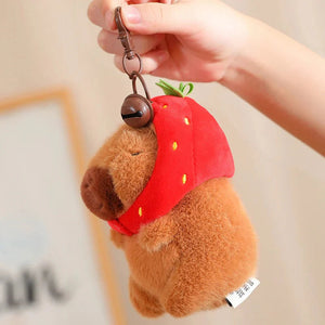 Kawaii Capybara with Strawberry Hat Plushie-Enchanted peach