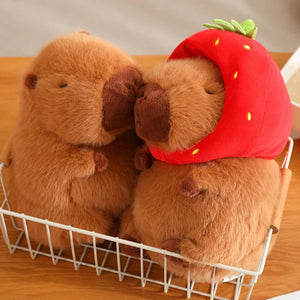 Kawaii Capybara with Strawberry Hat Plushie-Enchanted peach