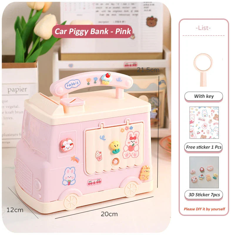 Kawaii Car Piggy Bank-Enchanted peach