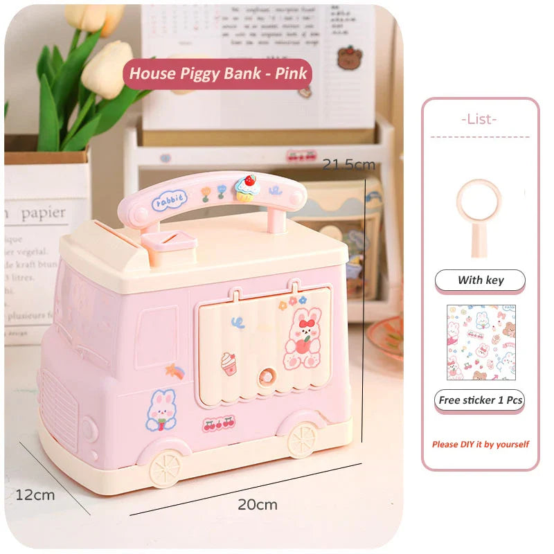 Kawaii Car Piggy Bank-Enchanted peach