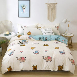 Kawaii Cartoon Characters Bedding Set-Enchanted peach