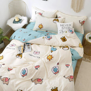 Kawaii Cartoon Characters Bedding Set-Enchanted peach