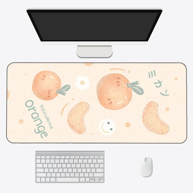 Kawaii Cartoon Exotic Fruits Large Mouse Pad-Enchanted peach