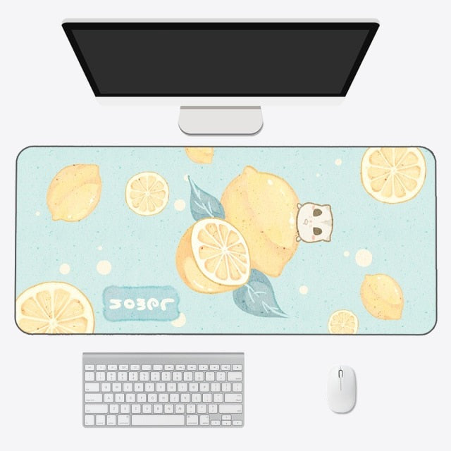 Kawaii Cartoon Exotic Fruits Large Mouse Pad-Enchanted peach