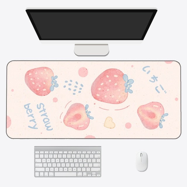 Kawaii Cartoon Exotic Fruits Large Mouse Pad-Enchanted peach