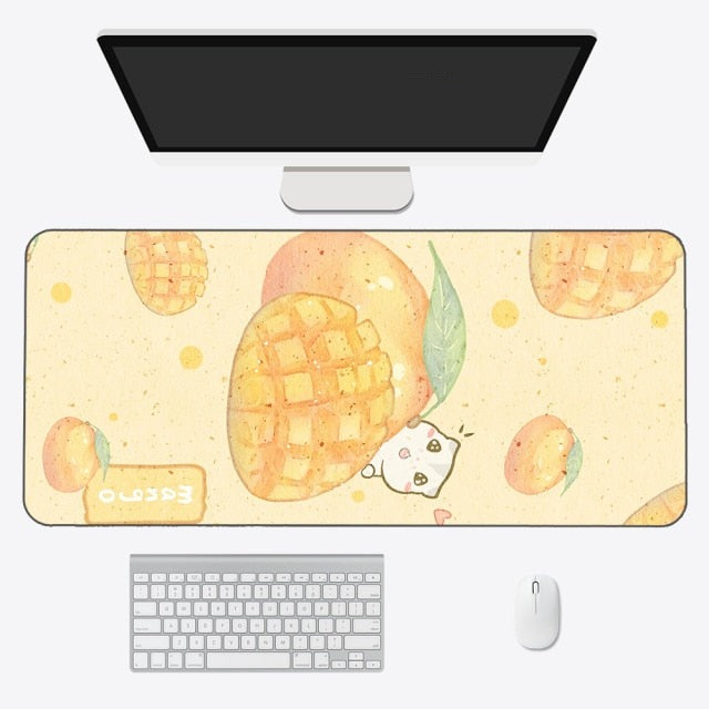 Kawaii Cartoon Exotic Fruits Large Mouse Pad-Enchanted peach