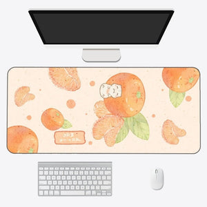 Kawaii Cartoon Exotic Fruits Large Mouse Pad-Enchanted peach