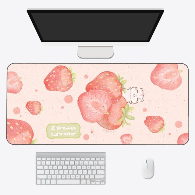 Kawaii Cartoon Exotic Fruits Large Mouse Pad-Enchanted peach