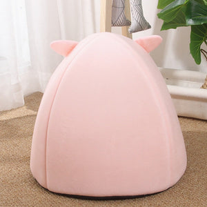 Kawaii Cat Dog Pet Bed Cave Hideout-Enchanted peach