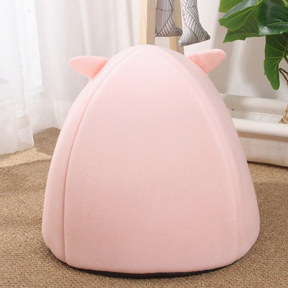 Kawaii Cat Dog Pet Bed Cave Hideout-Enchanted peach