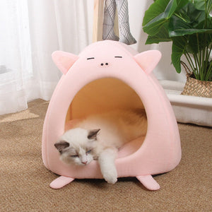 Kawaii Cat Dog Pet Bed Cave Hideout-Enchanted peach