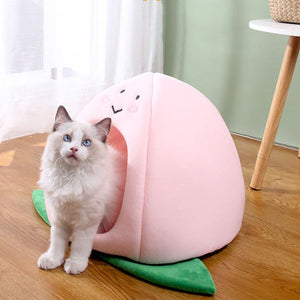 Kawaii Cat Dog Pet Bed Cave Hideout-Enchanted peach