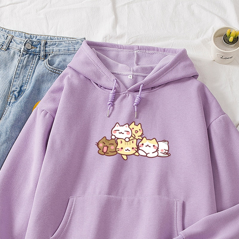 Kawaii Cat Party Unisex Hoodie-Enchanted peach