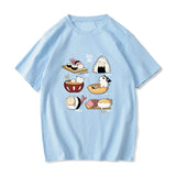 Kawaii Cat Sushi Harajuku Cotton Unisex Tee-Enchanted peach