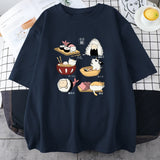 Kawaii Cat Sushi Harajuku Cotton Unisex Tee-Enchanted peach