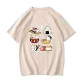 Kawaii Cat Sushi Harajuku Cotton Unisex Tee-Enchanted peach