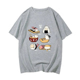 Kawaii Cat Sushi Harajuku Cotton Unisex Tee-Enchanted peach