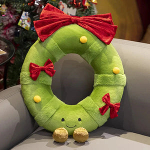 Kawaii Christmas Tree Wreath Door Ring Plushies-Enchanted peach