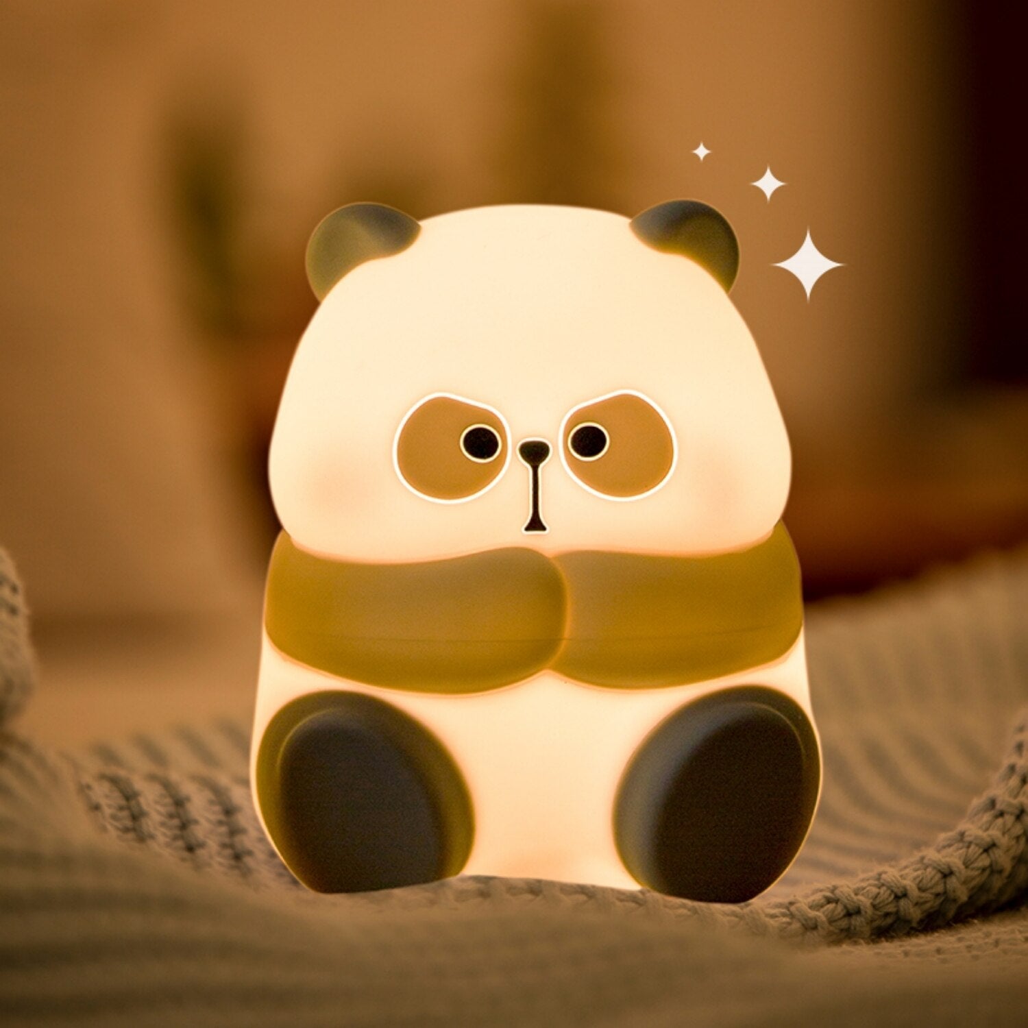 Kawaii Chunky Panda LED Night Lights-Enchanted peach