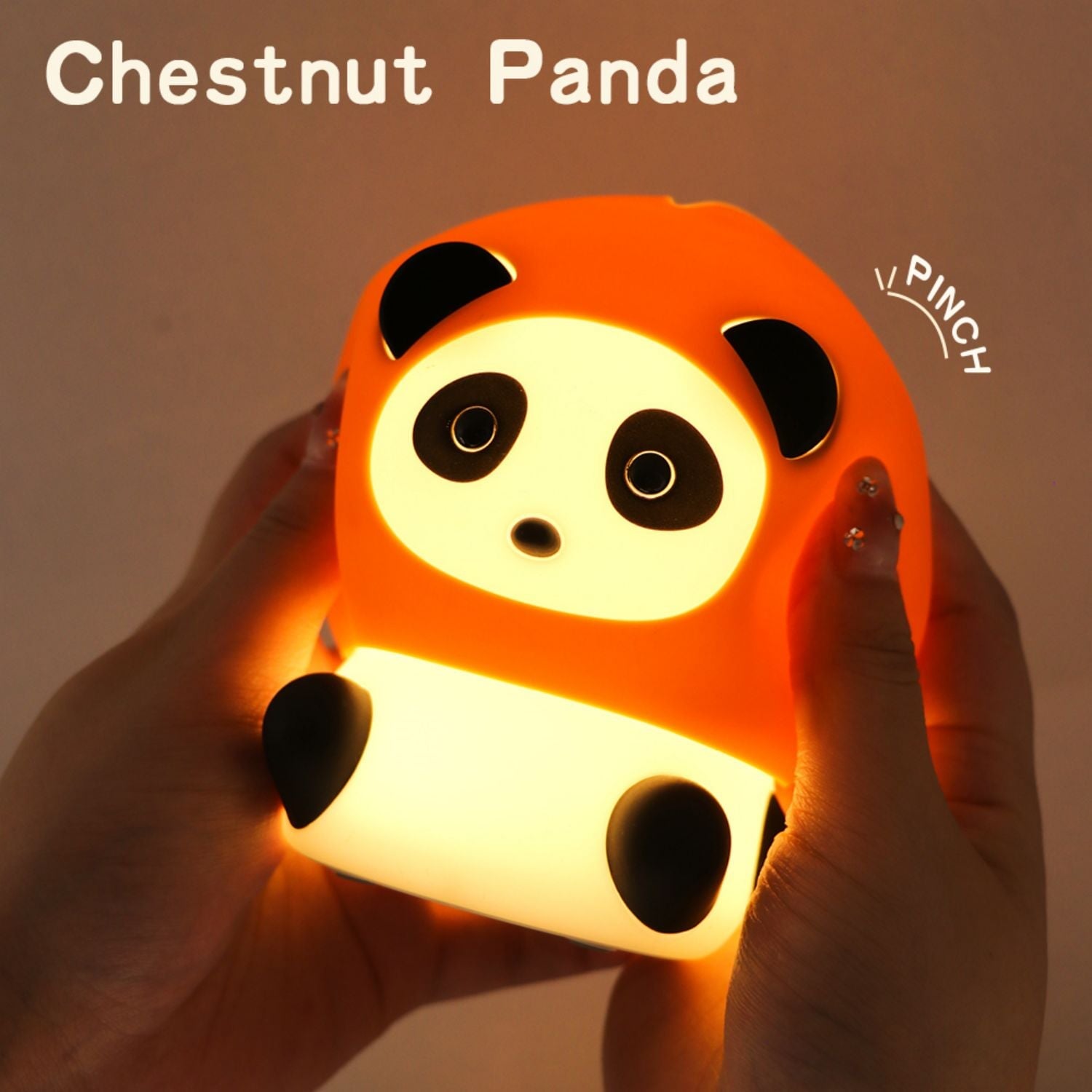 Kawaii Chunky Panda LED Night Lights-Enchanted peach