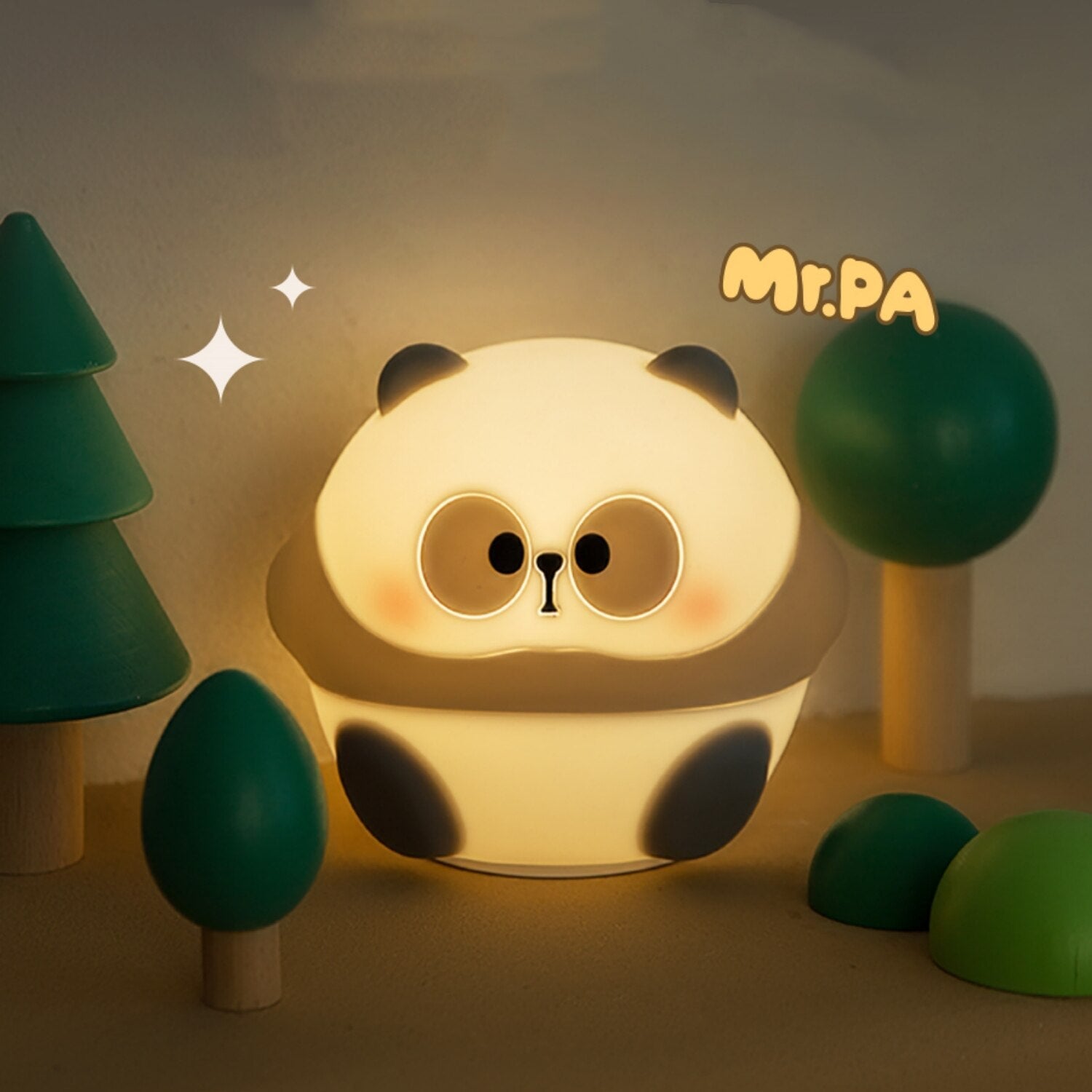 Kawaii Chunky Panda LED Night Lights-Enchanted peach