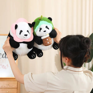 Kawaii Chunky Panda Plushie Crew-Enchanted peach