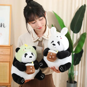 Kawaii Chunky Panda Plushie Crew-Enchanted peach