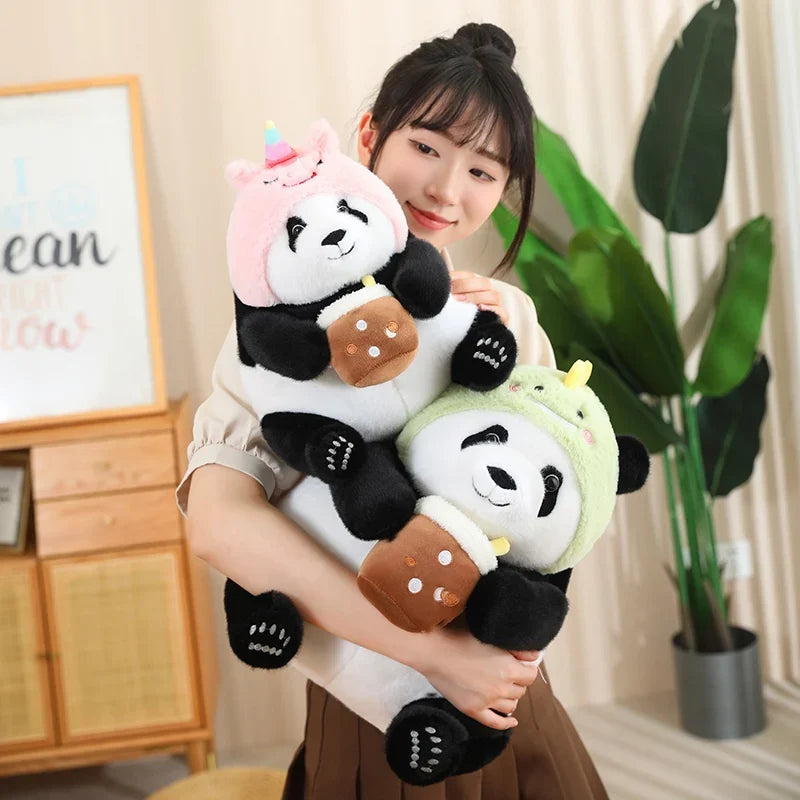 Kawaii Chunky Panda Plushie Crew-Enchanted peach